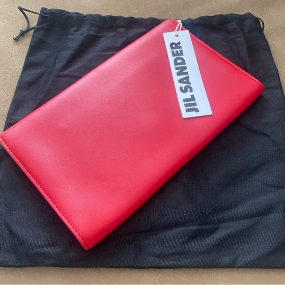 Jill Sander Red Leather Clutch. - Picture 2 of 5